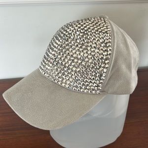 Suede Bling Rhinestone Gray Hat